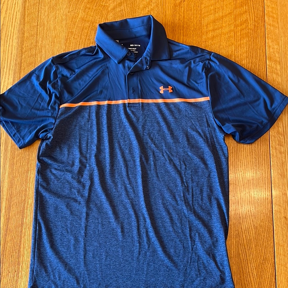 Under Armour Blue and Orange Golf Polo